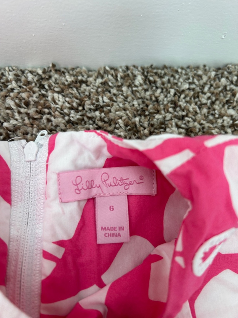 Lilly Pulitzer Pink and White Floral Sleeveless Tropical Shift Dress- Girls 6 - Picture 2 of 8